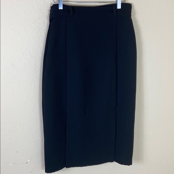 Topshop black midi high waist tie straight skirt 8 - Picture 3 of 8